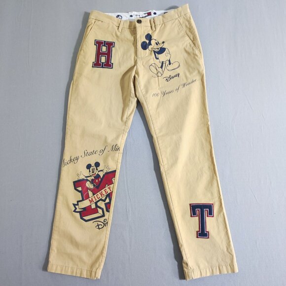 Disney X Tommy Hilfiger chino pants men's size 30/30 Tan Celebrate Mickey Mouse - Picture 1 of 16